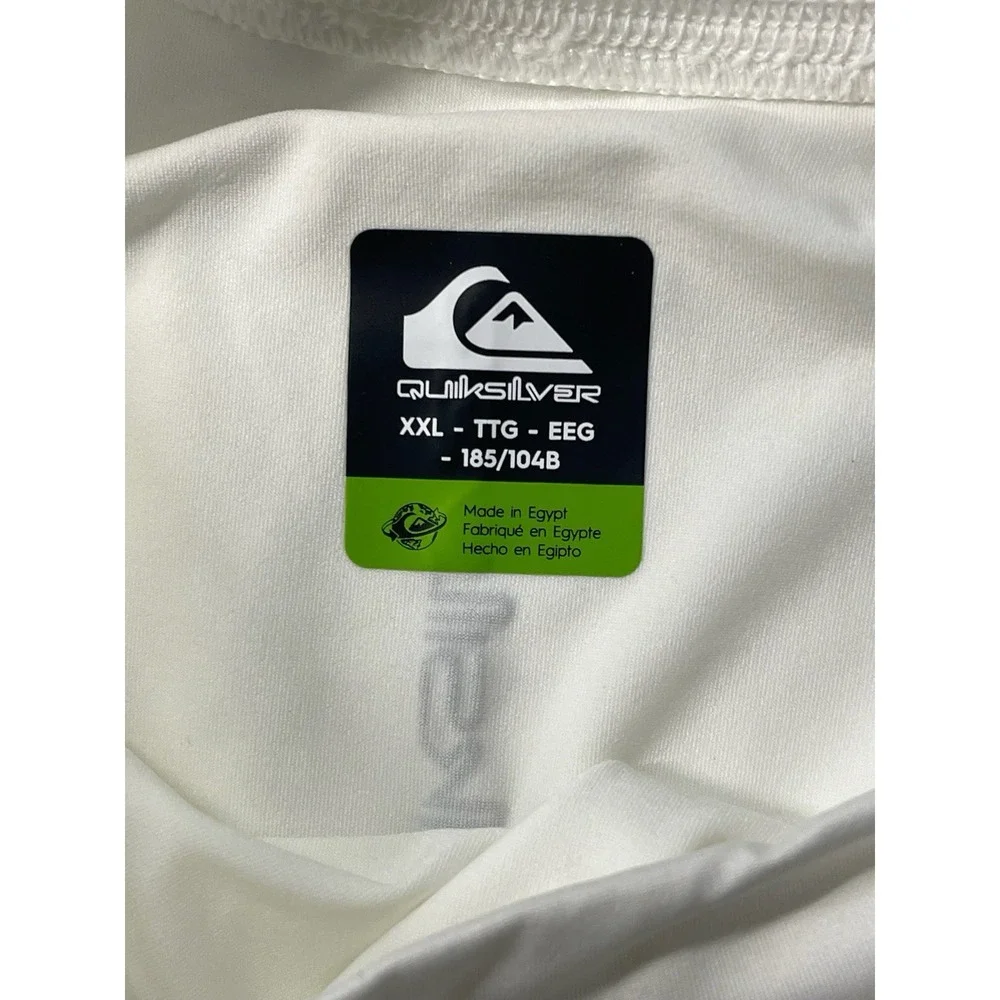 Quiksilver UPF 50+ Short Sleeve Rash Guard White Size XXL Surf Beach Sport